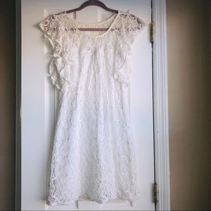 White lace dress, sheer collar area fits S/M
